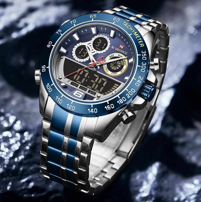 naviforce new watches for men top luxury brand big sports quartz watch mens stainless steel chronograph 2