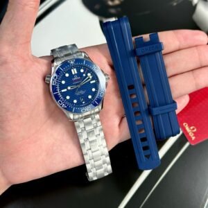 Startseite omega speedmaster 42mm blau/edelstahl kautschuckband